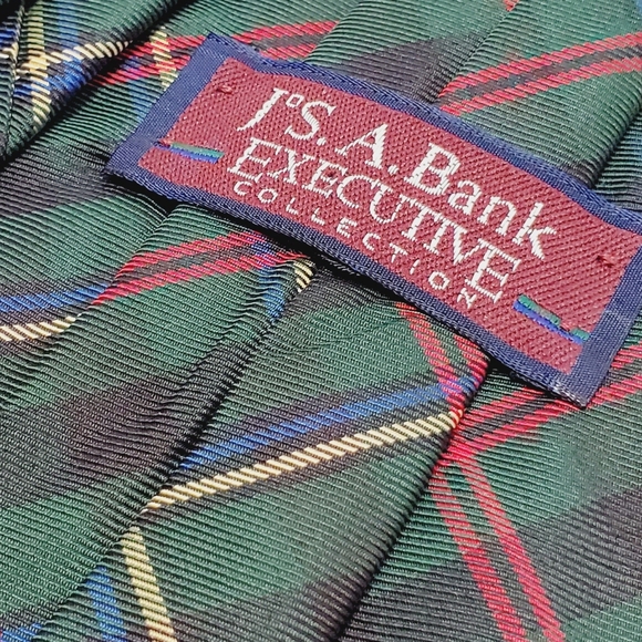 Jos. A. Bank Necktie Green Tartan Pattern Men's Silk Neck Tie 59x3.75" - Picture 3 of 5